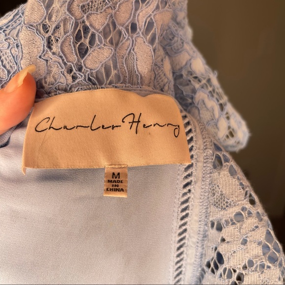 Charles Henry Reglan Sleeve Lace Dress Periwinkle Blue Women's Size Medium - Picture 8 of 8